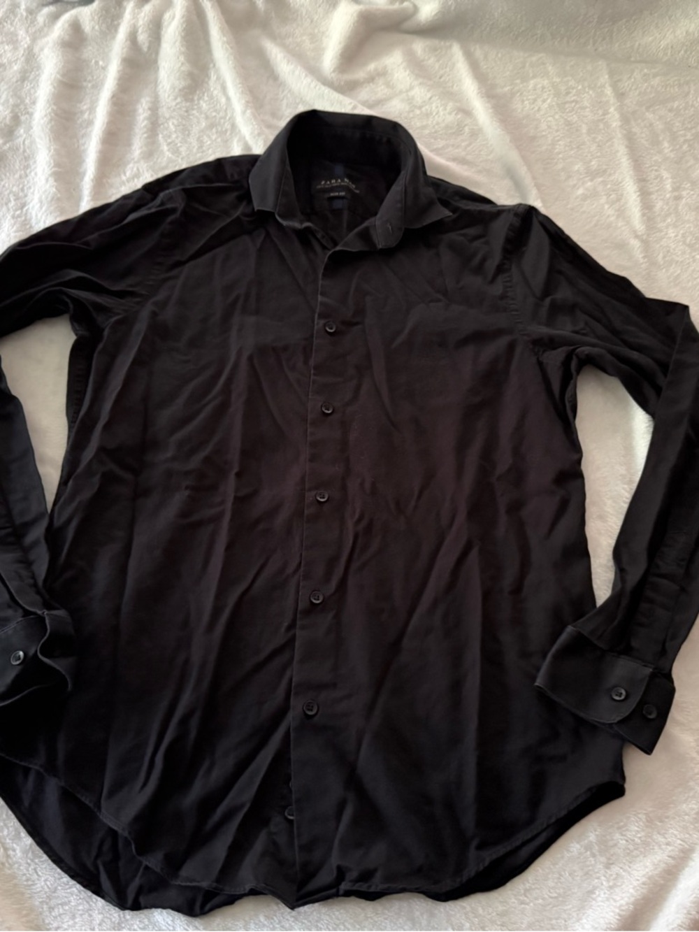 Zara Man Slim Fit Black Button Down Long Sleeve Shirt M - Picture 2 of 4